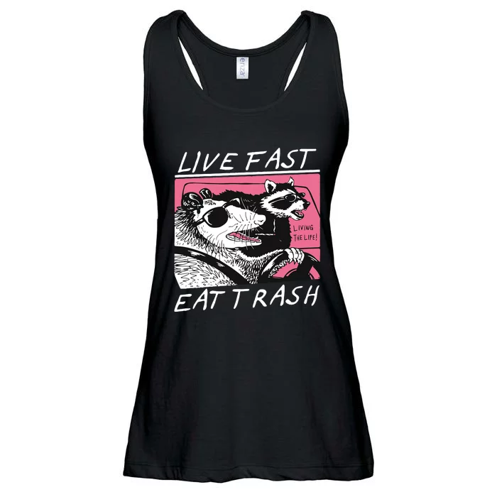 Live Fast Eat Trash Animal Funny Raccoon Ladies Essential Flowy Tank