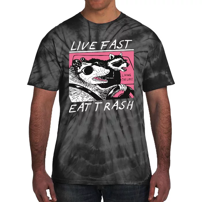 Live Fast Eat Trash Animal Funny Raccoon Tie-Dye T-Shirt