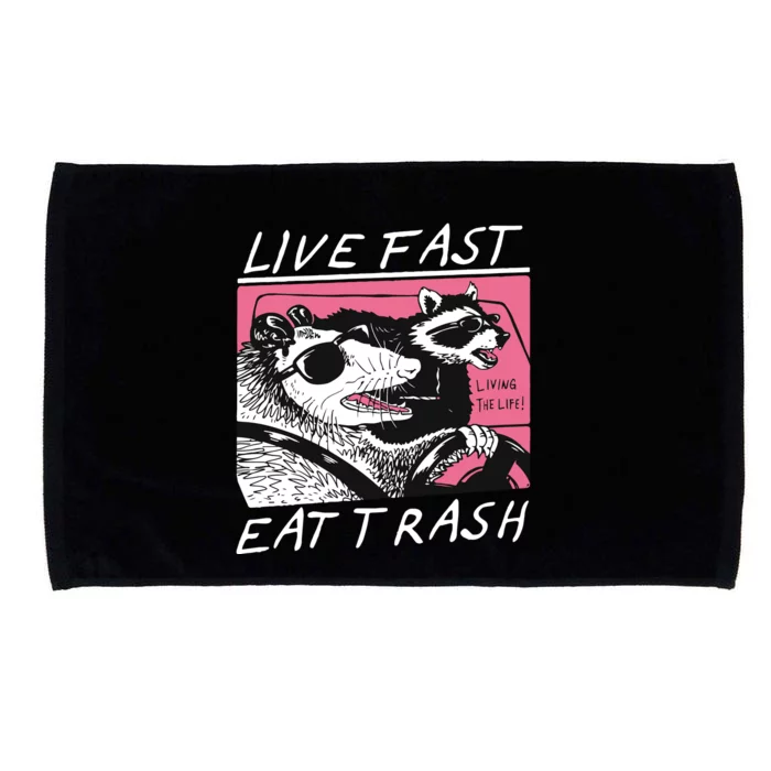 Live Fast Eat Trash Animal Funny Raccoon Microfiber Hand Towel