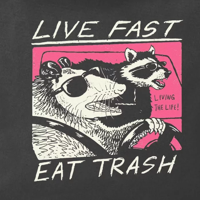 Live Fast Eat Trash And Get Hit By A Car Sunset Raccoon Zip Tote Bag