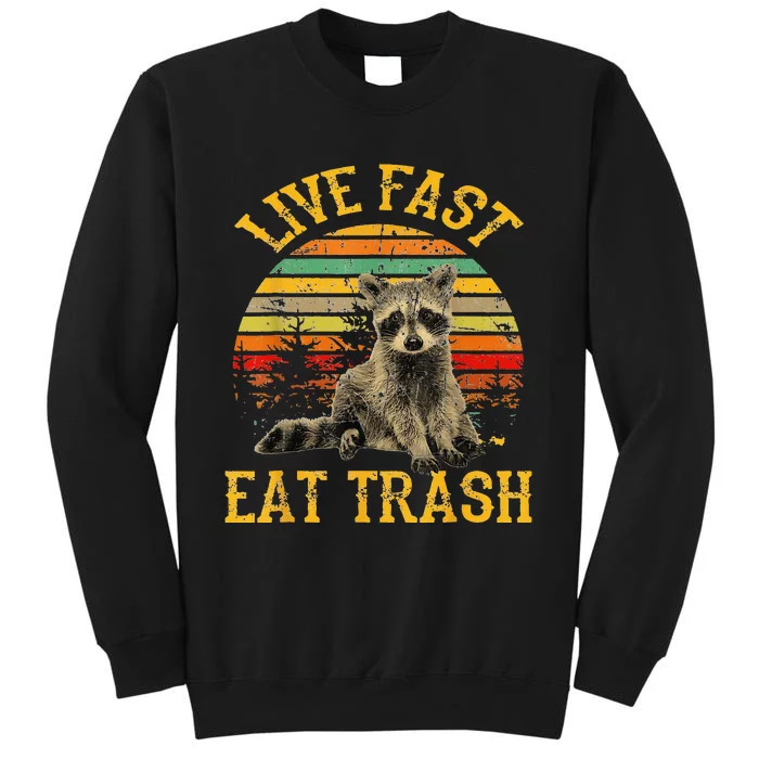 Live fast eat Trash Funny Raccoon Camping Vintage Sweatshirt