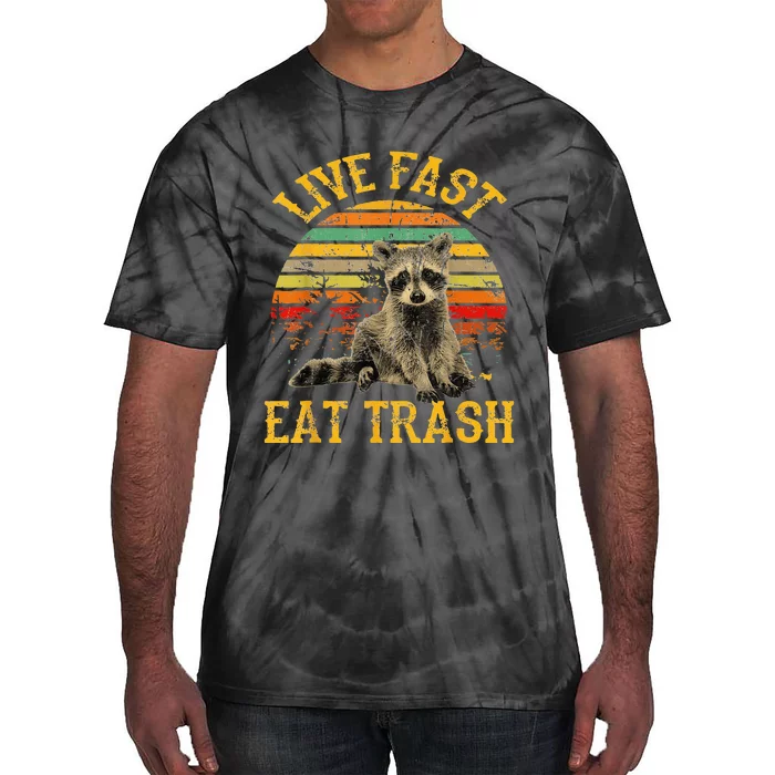 Live fast eat Trash Funny Raccoon Camping Vintage Tie-Dye T-Shirt