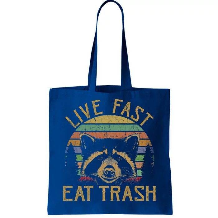 Live Fast Eat Trash Raccoon Retro Vintage Trash Pandas Gift Tote Bag