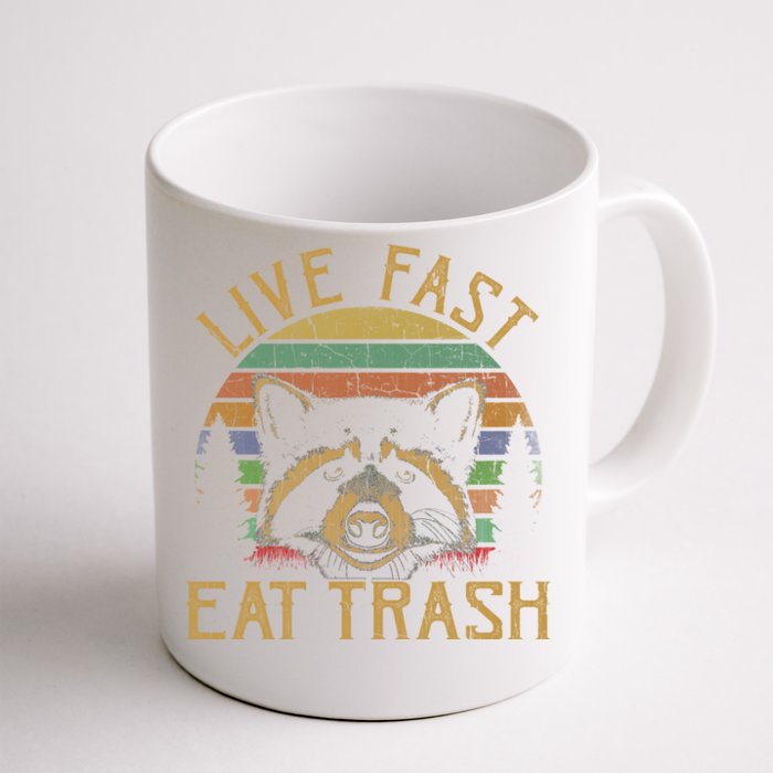 Live Fast Eat Trash Raccoon Retro Vintage Trash Pandas Gift Front & Back Coffee Mug