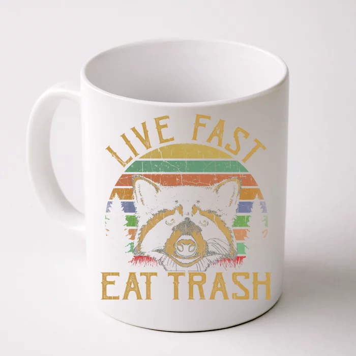 Live Fast Eat Trash Raccoon Retro Vintage Trash Pandas Gift Front & Back Coffee Mug