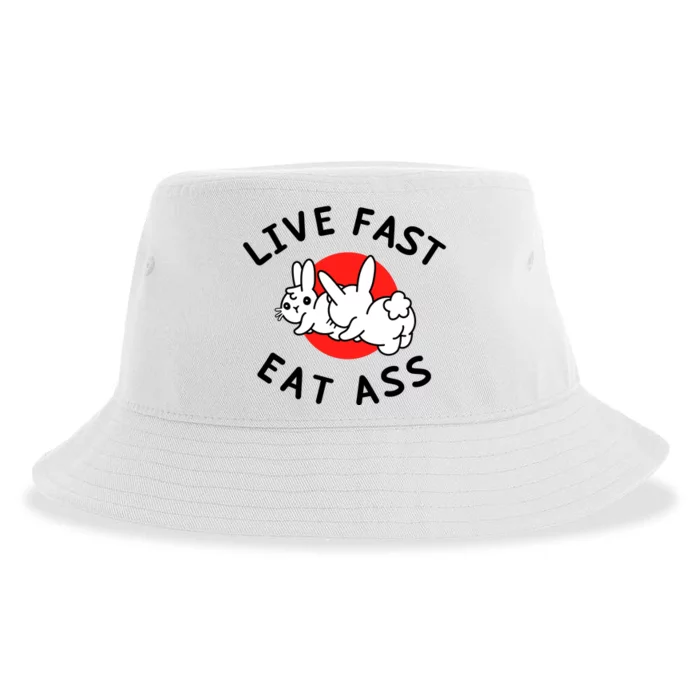 Live Fast Eat Ass Shirts Funny Bunny Sustainable Bucket Hat