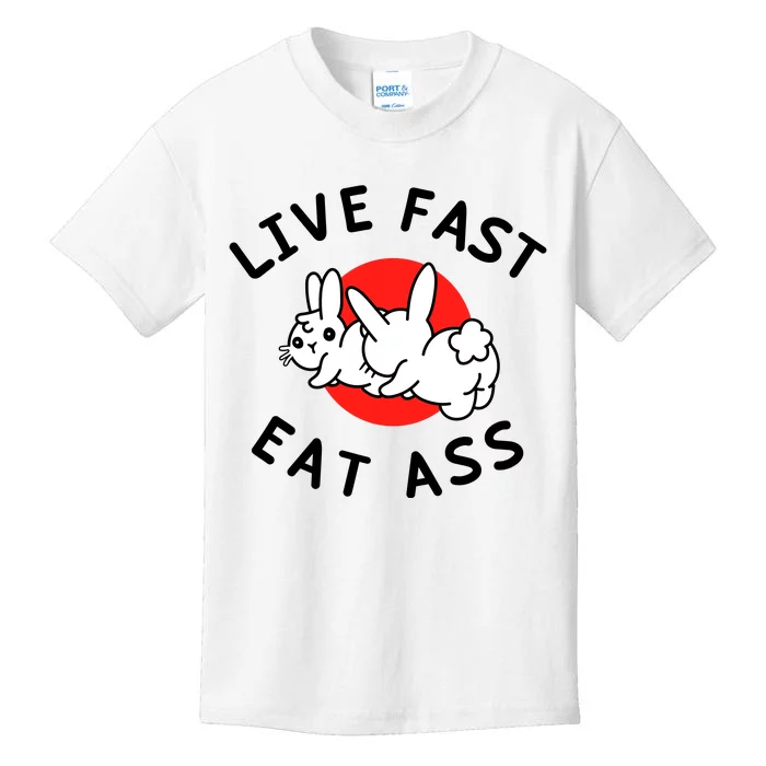 Live Fast Eat Ass Shirts Funny Bunny Kids T-Shirt