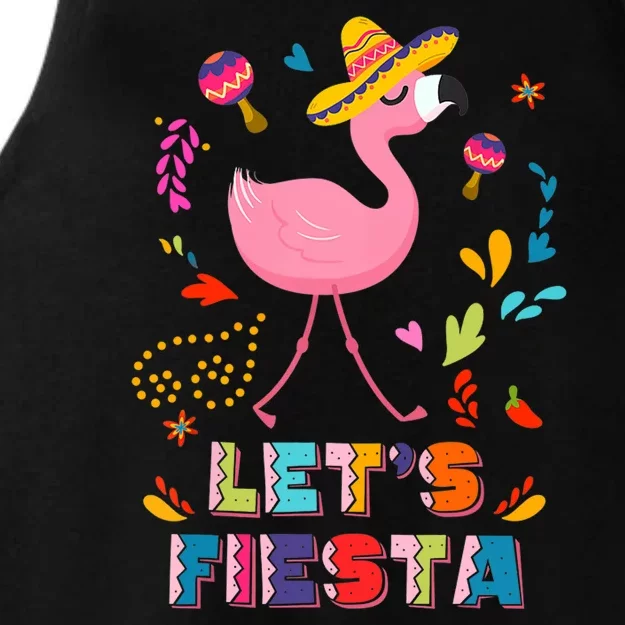 Let's Fiesta Flamingo Cinco De Mayo Ladies Tri-Blend Wicking Tank