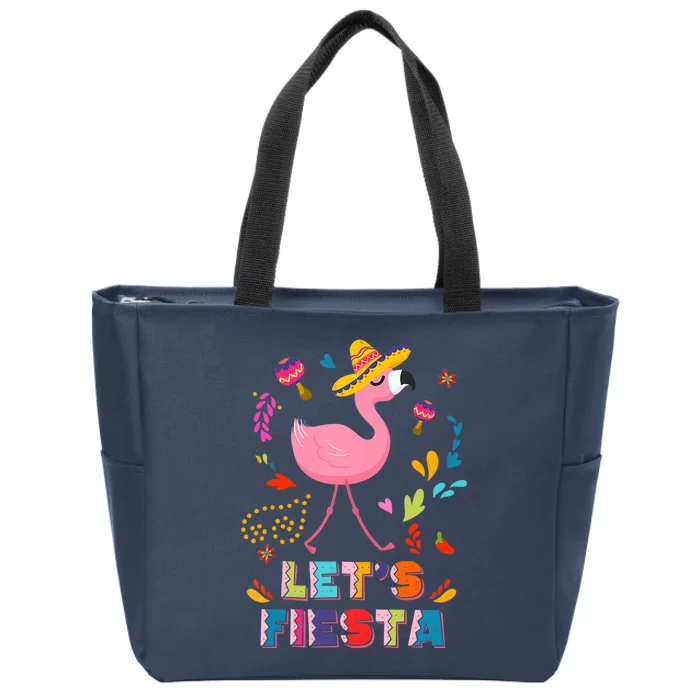 Let's Fiesta Flamingo Cinco De Mayo Zip Tote Bag