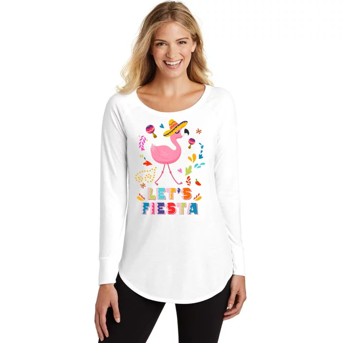 Let's Fiesta Flamingo Cinco De Mayo Women's Perfect Tri Tunic Long Sleeve Shirt