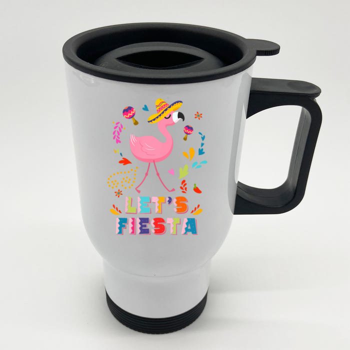 Let's Fiesta Flamingo Cinco De Mayo Front & Back Stainless Steel Travel Mug