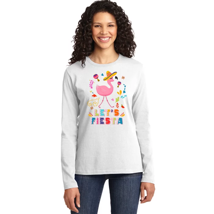 Let's Fiesta Flamingo Cinco De Mayo Ladies Long Sleeve Shirt