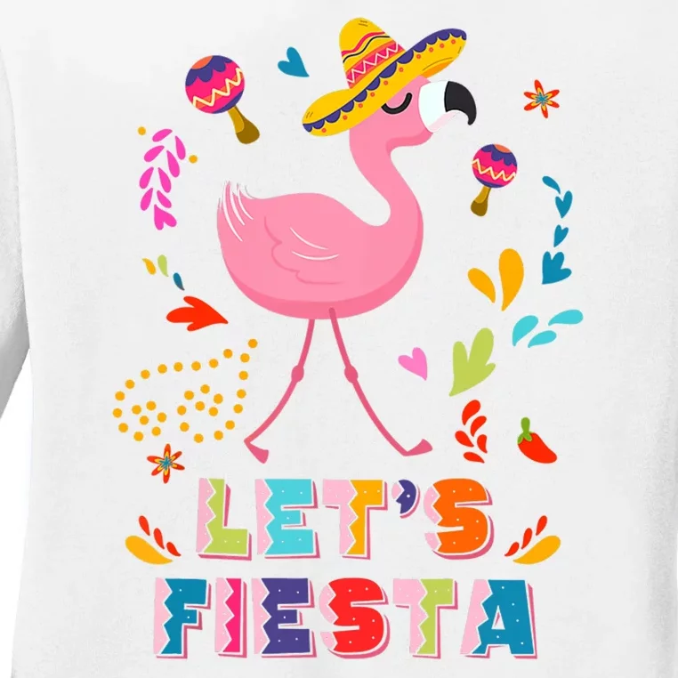 Let's Fiesta Flamingo Cinco De Mayo Ladies Long Sleeve Shirt