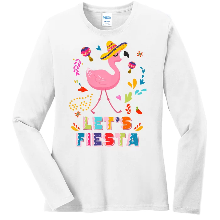 Let's Fiesta Flamingo Cinco De Mayo Ladies Long Sleeve Shirt