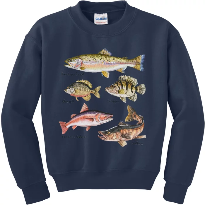 Lake Fish Field Guide Cute Fish Biologist Future Fisherman Kids Sweatshirt