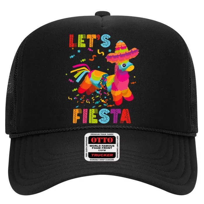 LetS Fiesta Funny Pinata Cinco De Mayo Mexican Party Pinata High Crown Mesh Trucker Hat