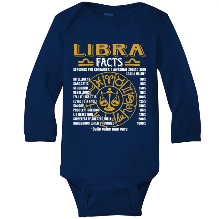 Libra Facts Funny Libra Birthday Horoscope Zodiac Sign Funny Gift Baby Long Sleeve Bodysuit