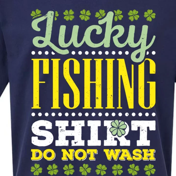 Lucky Fishing Funny Gift Ireland Irish Leaf St Patrick Fisher Gift Sueded Cloud Jersey T-Shirt