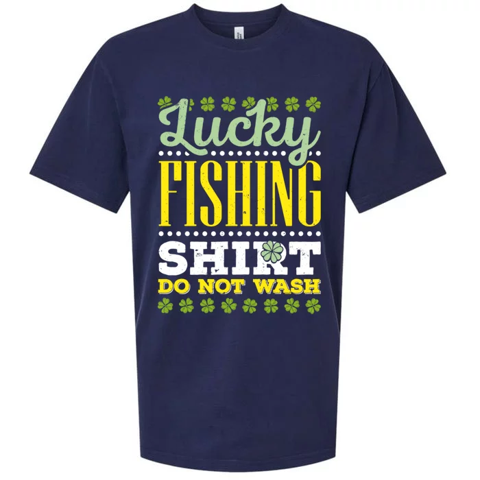 Lucky Fishing Funny Gift Ireland Irish Leaf St Patrick Fisher Gift Sueded Cloud Jersey T-Shirt