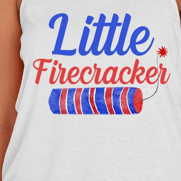 Little Firecracker Funny 4th Of July Women's Knotted Racerback Tank