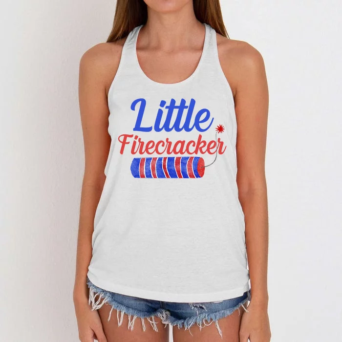 Little Firecracker Funny 4th Of July Women's Knotted Racerback Tank