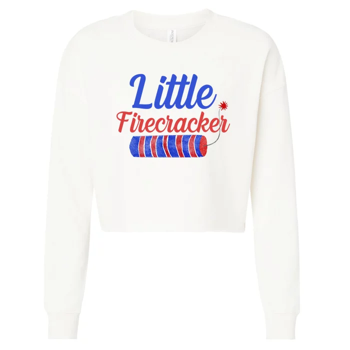 Little Firecracker Funny 4th Of July Cropped Pullover Crew