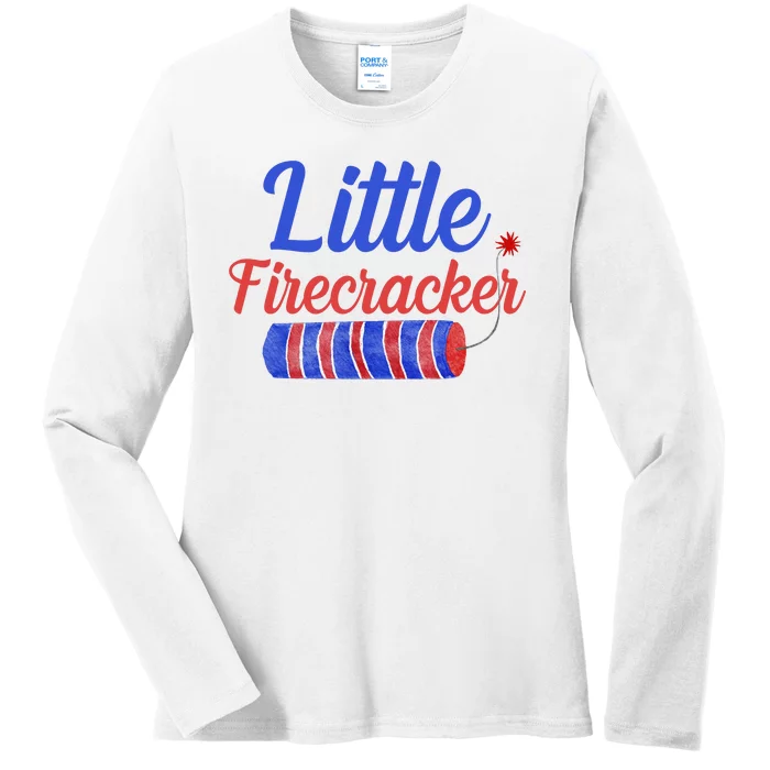 Little Firecracker Funny 4th Of July Ladies Long Sleeve Shirt