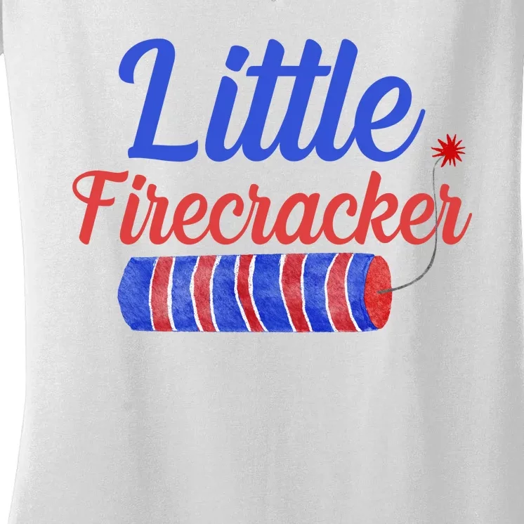 Little Firecracker Funny 4th Of July Women's V-Neck T-Shirt