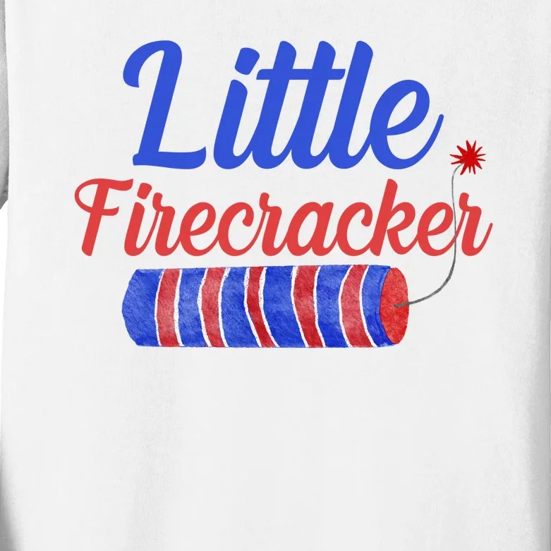 Little Firecracker Funny 4th Of July Kids Long Sleeve Shirt