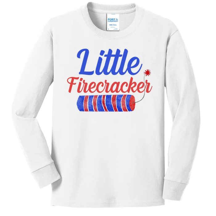 Little Firecracker Funny 4th Of July Kids Long Sleeve Shirt