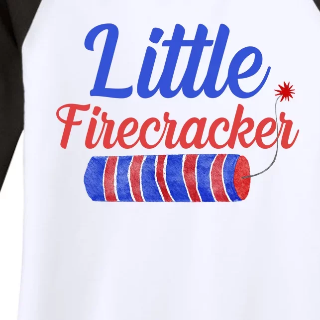 Little Firecracker Funny 4th Of July Women's Tri-Blend 3/4-Sleeve Raglan Shirt