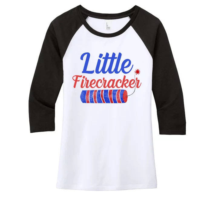 Little Firecracker Funny 4th Of July Women's Tri-Blend 3/4-Sleeve Raglan Shirt