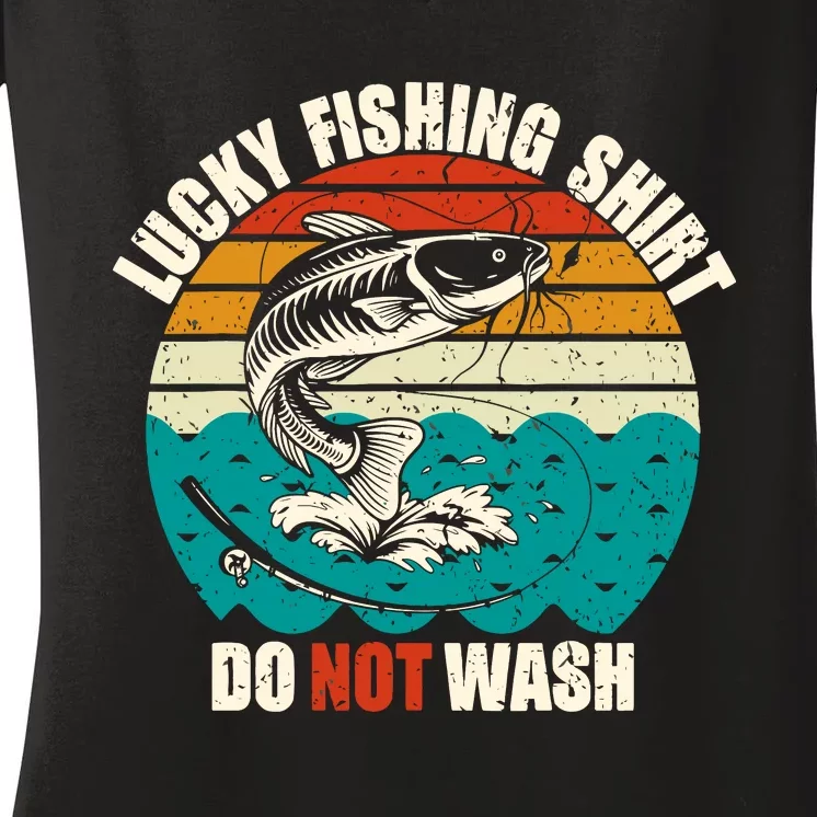 Lucky Fishing Funny Catfish Women's V-Neck T-Shirt