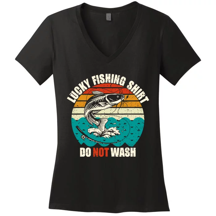 Lucky Fishing Funny Catfish Women's V-Neck T-Shirt