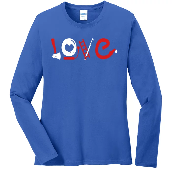 Love Firefighter Firefighting Valentines Fire Great Gift Ladies Long Sleeve Shirt