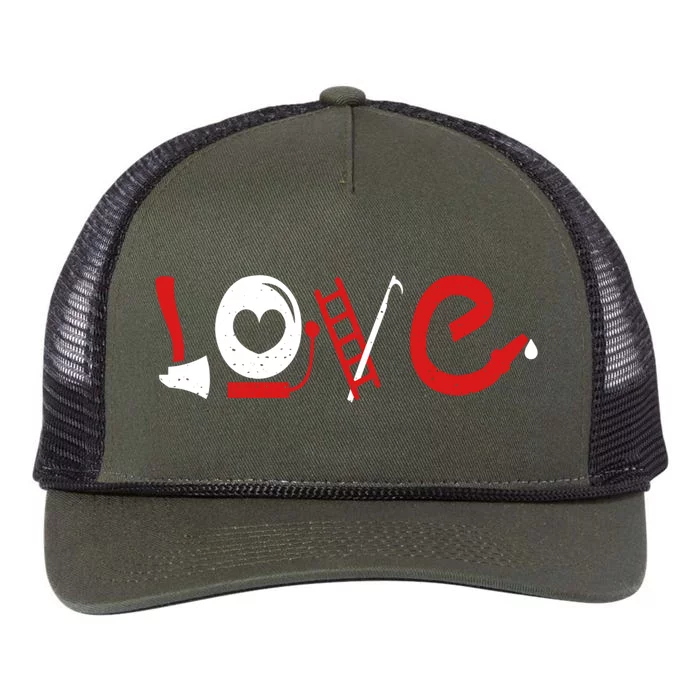 Love Firefighter Firefighting Valentines Fire Great Gift Retro Rope Trucker Hat Cap