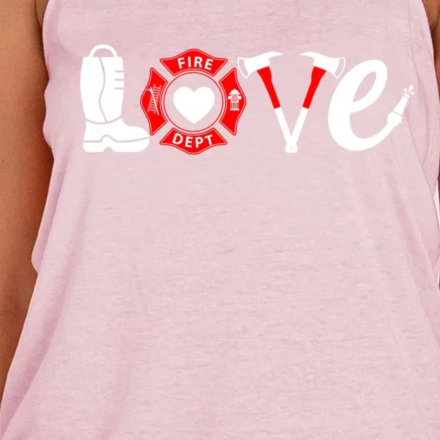 Love Firefighter Fire Valentine's Day Cool Gift Women's Knotted Racerback Tank