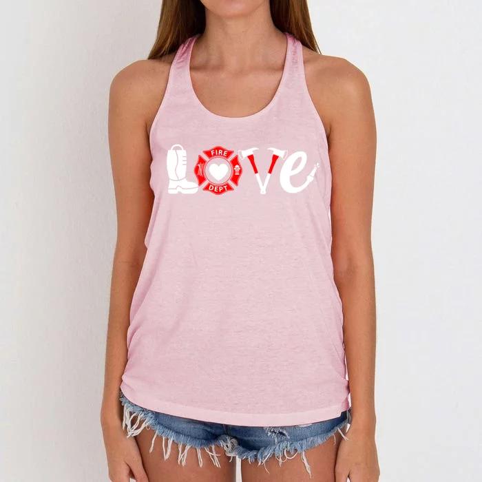 Love Firefighter Fire Valentine's Day Cool Gift Women's Knotted Racerback Tank