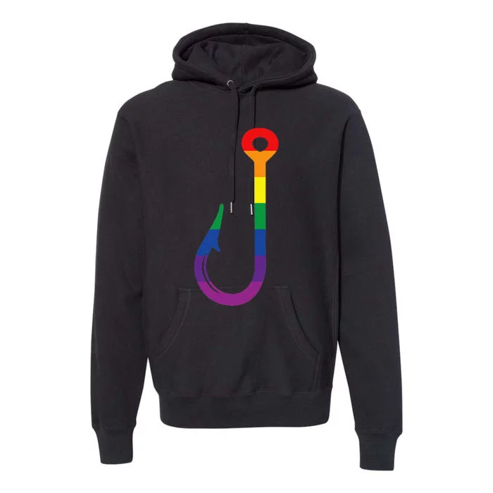 Lgbt Flag Fishing Hook Gay Angler Queer Pride Rainbow Premium Hoodie