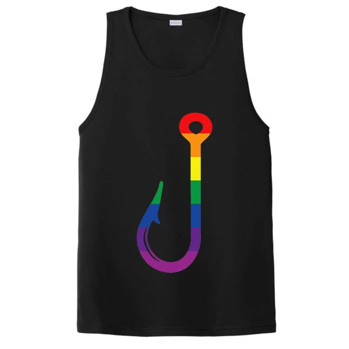 Lgbt Flag Fishing Hook Gay Angler Queer Pride Rainbow Performance Tank