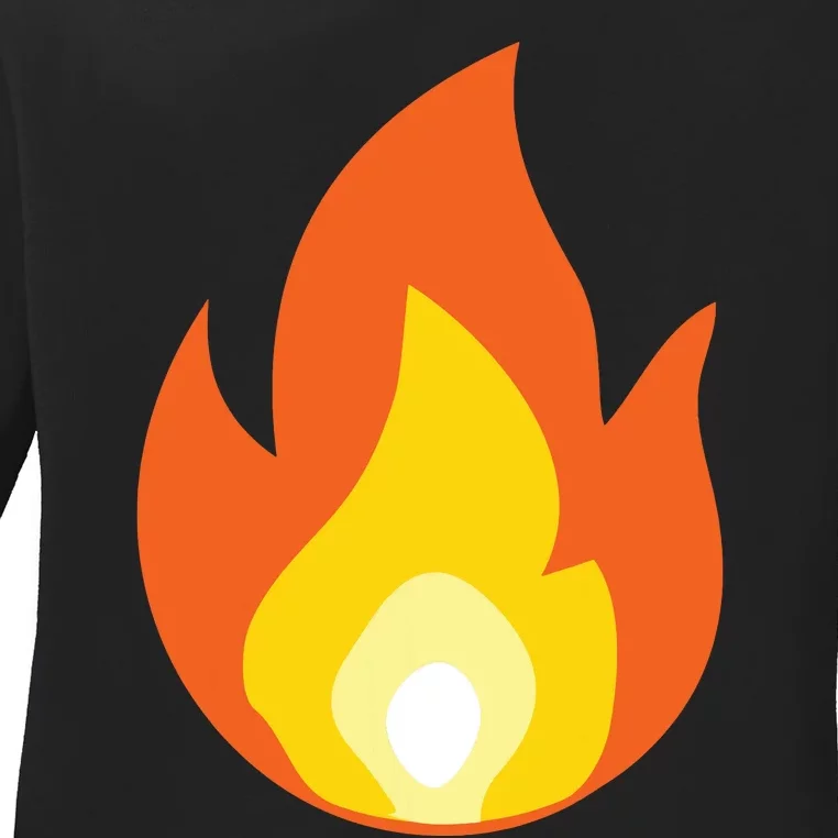 Lit Fire Flame Hot Burning Beach Ladies Long Sleeve Shirt