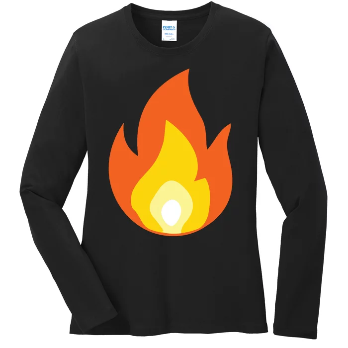 Lit Fire Flame Hot Burning Beach Ladies Long Sleeve Shirt