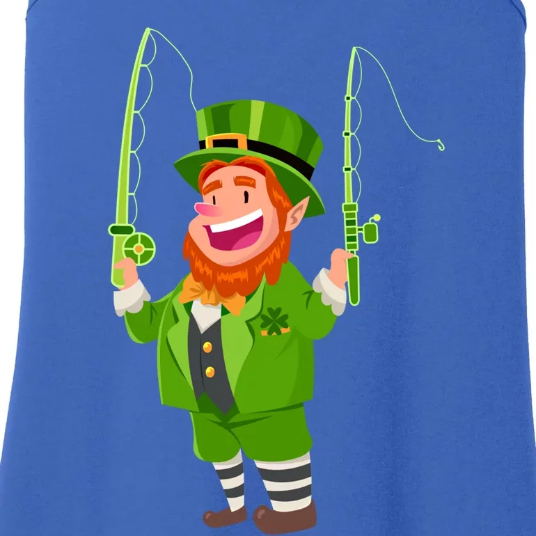 Leprechaun Fishing Funny St Patricks Day Gift Ladies Essential Tank