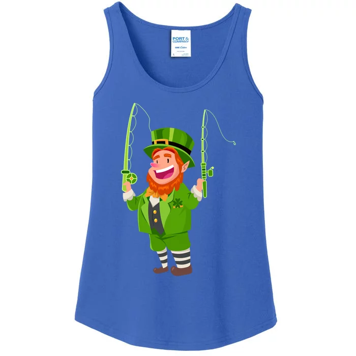 Leprechaun Fishing Funny St Patricks Day Gift Ladies Essential Tank