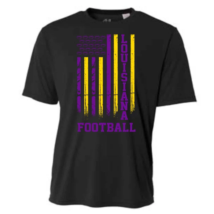 Louisiana Football Fan American Flag Cooling Performance Crew T-Shirt