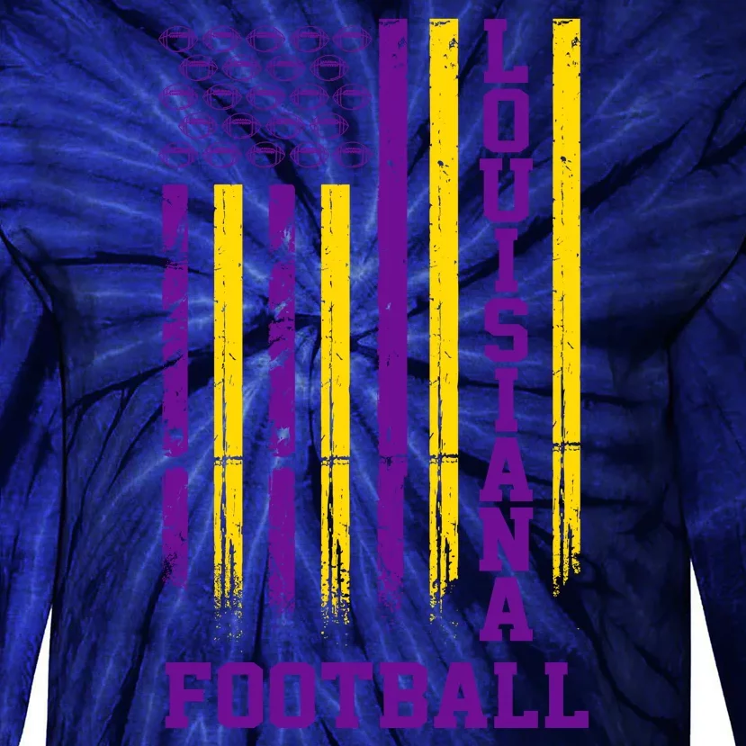 Louisiana Football Fan American Flag Tie-Dye Long Sleeve Shirt