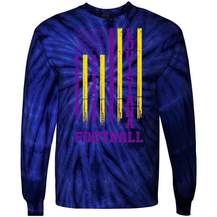 Louisiana Football Fan American Flag Tie-Dye Long Sleeve Shirt