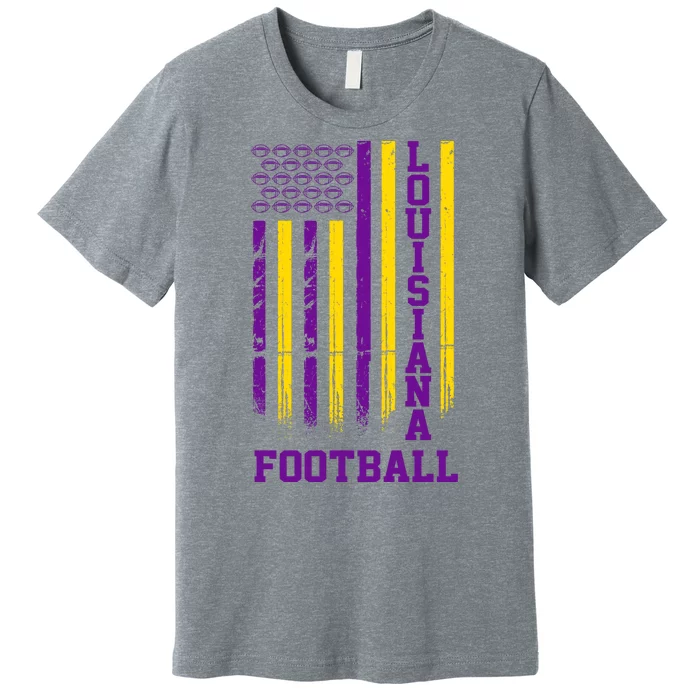 Louisiana Football Fan American Flag Premium T-Shirt