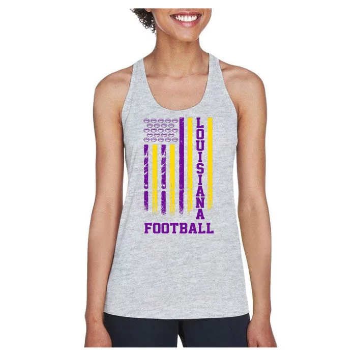 Louisiana Football Fan American Flag Women's Racerback Tank