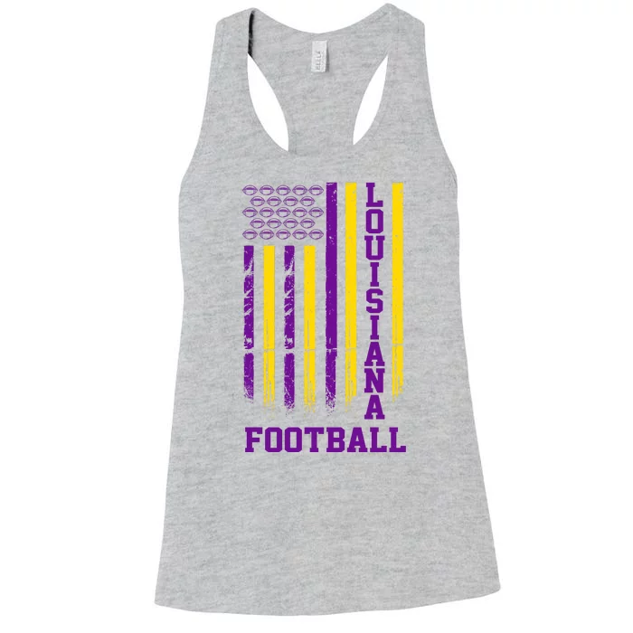 Louisiana Football Fan American Flag Women's Racerback Tank